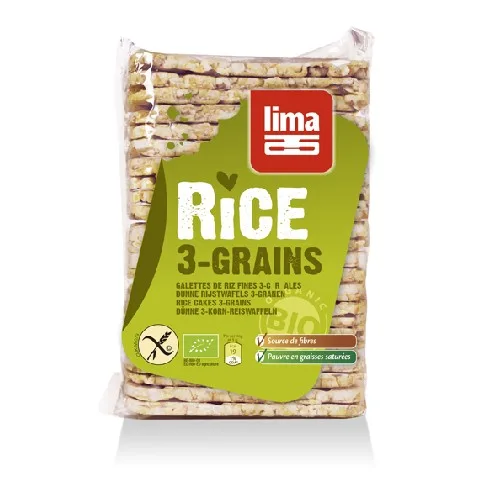 Rondele de Orez Expandat cu 3 Cereale Bio 130gr Lima