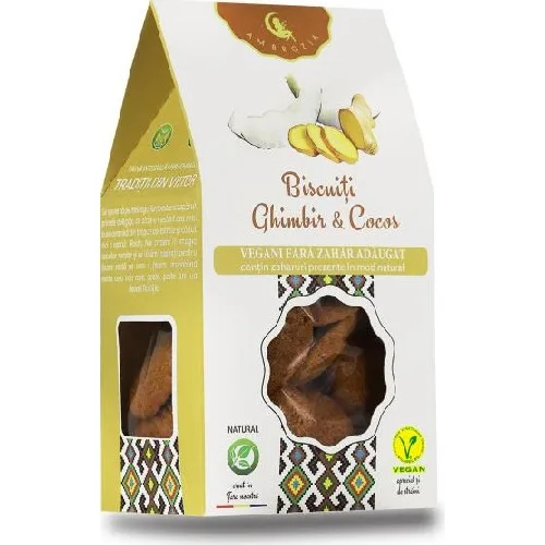 Biscuiti Vegani cu Ghimbir si Cocos 150gr Hiper Amrozia