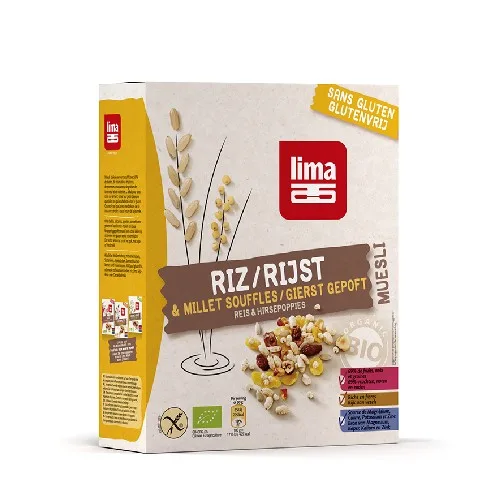 Muesli cu Orez si Mei Expandat Fara Gluten Bio 250gr Lima