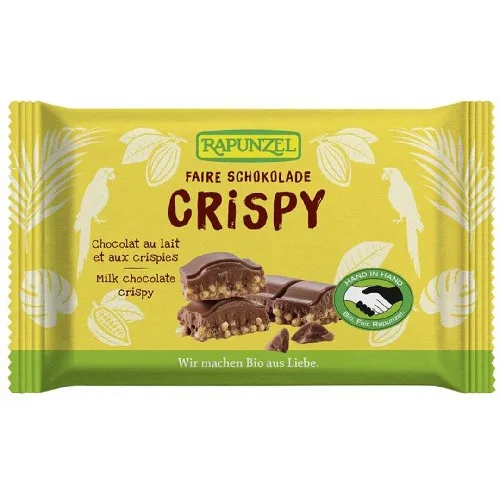 Ciocolata din lapte integral crocanta cu miere si migdale, 100g