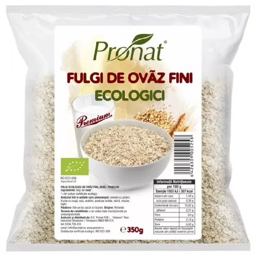 Fulgi de Ovaz Fini Ecologici 500gr, Pronat 