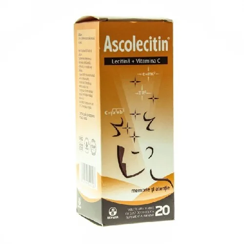 Ascolecitin 20tab masticabile cu gust de Ciocolata Biofarm