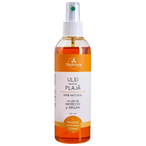 Ulei de Plaja 100% Natural cu Ulei de Morcov si Argan 200ml Trio Verde