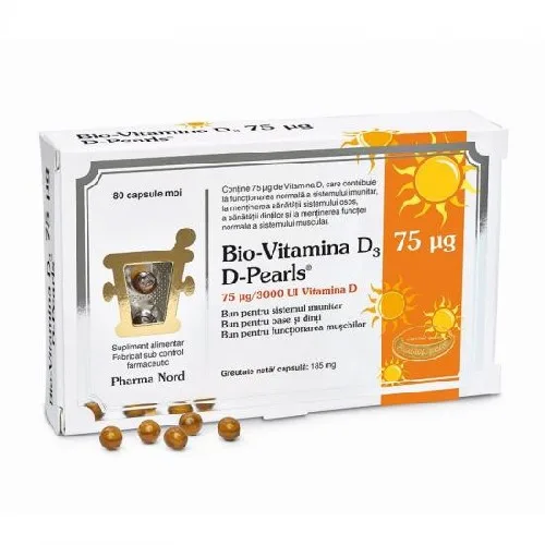 Bio-Vitamina D3 Pearls 3000UI, 80cps, Pharma Nord
