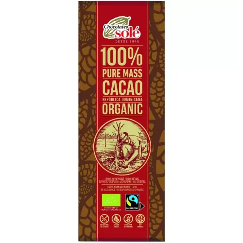 Ciocolata Neagra Eco 100% Cacao 25gr Chocolates Sole
