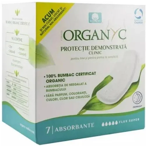 Absorbante Intime Bumbac Org Superflow, 1 pachet cu 7 bucati, Organyc