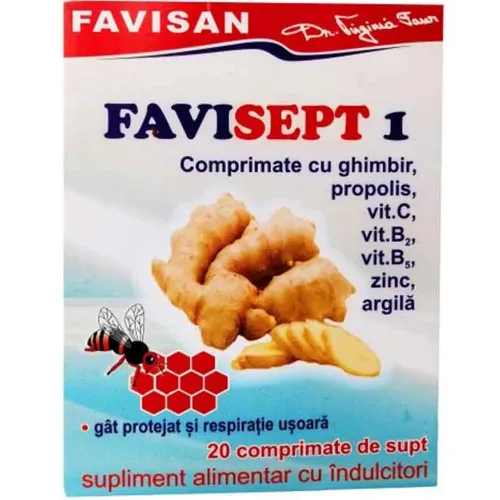 Favisept 1 Ghimbir 20cpr, Favisan