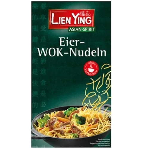 Noodles cu ou (Taietei) pentru Wok, 250g, Lien Ying