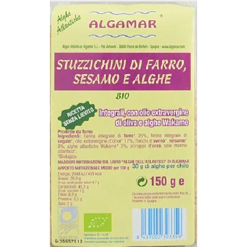 Aperitiv (biscuiti) din Spelta cu Alge si Susan Bio 150g Algamar