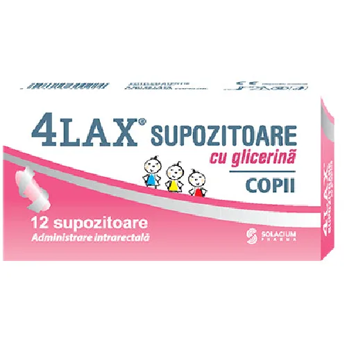 4Lax Supozitoare Glicerină Copii, 12buc, Solacium