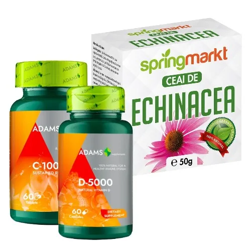Pachet de Imunitate - Vit. C + Vit. D + Ceai Echinaceea 