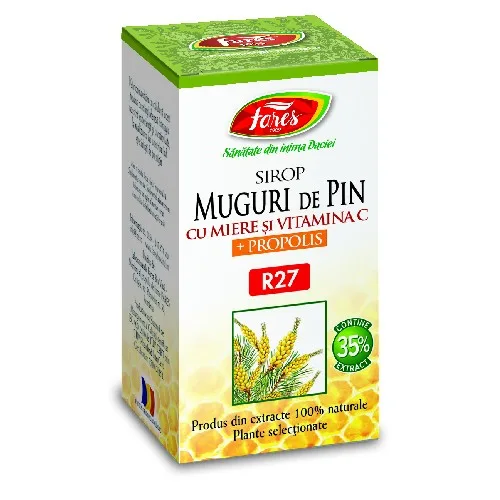 Sirop Muguri de Pin cu Miere, Vitamina C si Propolis 100ml Fares
