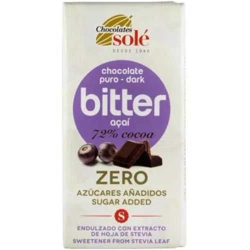 Ciocolata cu 72% Cacao si Acai Fara Zahar 100gr Chocolates Sole