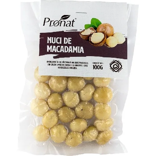 Nuci Macadamia Crude Eco, 100g, Pronat