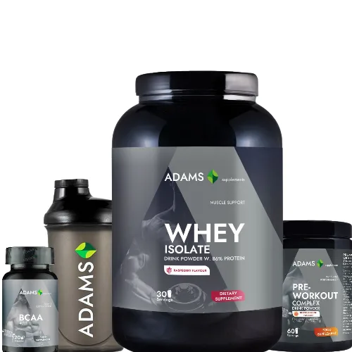 Pachet Izolat zmeura + BCAA + PreWorkout + Shaker