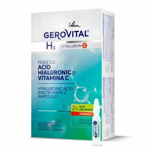 Fiole Cu Acid Hialuronic si Vitamina C Gerovital H3