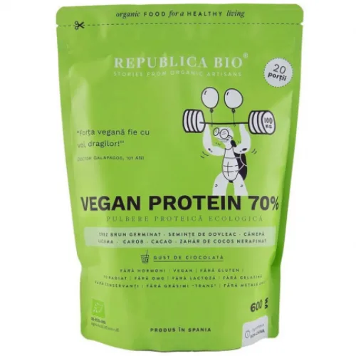Vegan Protein 70%Pulbere Proteica Ecologica 600gr Republica bio