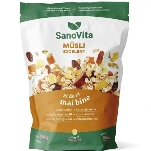 MUSLI EXCELENT  Instant Cu Fructe, 500gr, Sano Vita