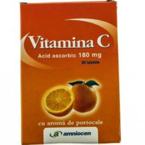 Vitamina C cu Aroma de Portocale 180mg 24cpr Amniocen