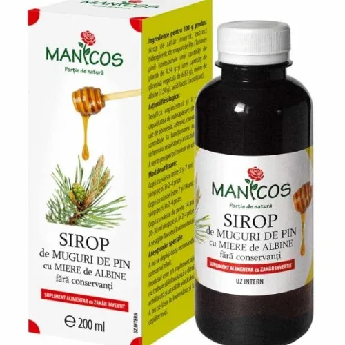 Sirop De Muguri De Pin Cu Miere De Albine 200ml Manicos