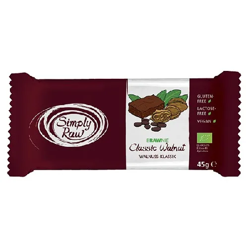 Brawnie Clasic cu Nuci Raw Bio 45g Simply Raw