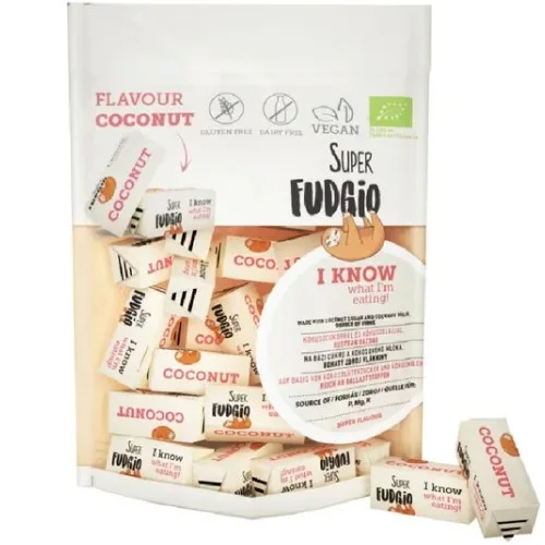 Caramele cu aroma de cocos, fara gluten, bio, 150g, Super Fudgio