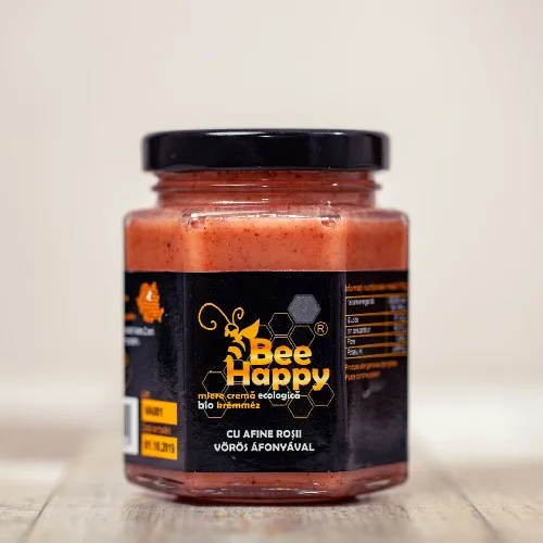 Miere Poliflora Cremoasa cu Afine Rosii Eco, 250g, Bee Happy