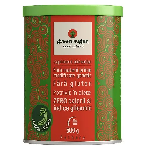 Green Sugar Pulbere (cutie metalica), 500g, Remedia