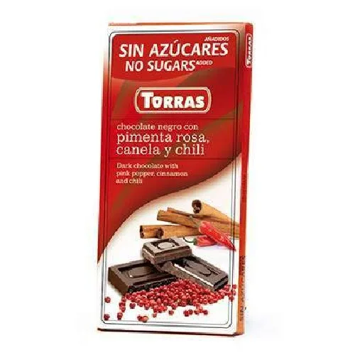 Ciocolata Neagra cu Piper Rosu,Scortisoara si Chilli 75gr Torras