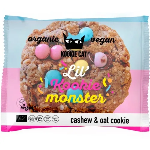 Cookie cu dropsuri de ciocolata colorate, fara gluten, eco, 50g, Kookie Cat