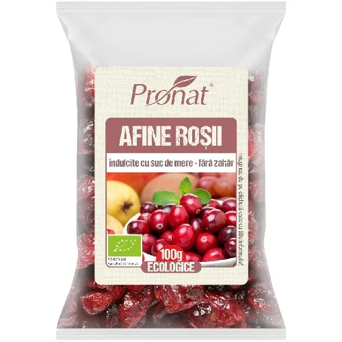 Afine Rosie Ecologice Indulcit Cu Suc De Mere, 100gr, Pronat