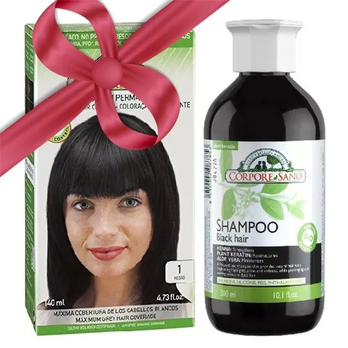 Pachet Vopsea Permanenta Naturala+Sampon Par Negru