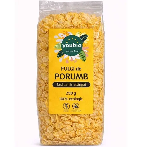 Fulgi de porumb, fara zahar adaugat, organic, 250g, youbio