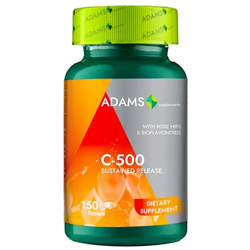 Vitamina C-500 cu macese, 150tab, Adams Supplements