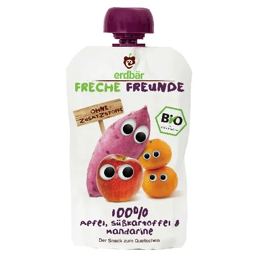 Piure de Mere, Cartofi Dulci si Mandarine Bio 100gr Erdbar