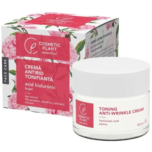 Crema Antirid Tonifianta cu Acid Hialuronic & Bujor, 50ml, Cosmetic Plant