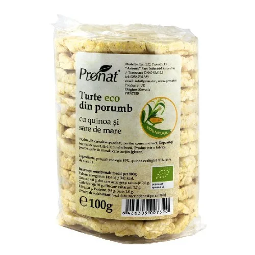 Turte Porumb, Quinoa, Sare Eco, 100g, Pronat