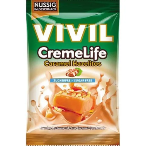 Bomboane Vivil Creme Life Classic cu Alune si Caramel Sara fara Zahar 90gr Vivil