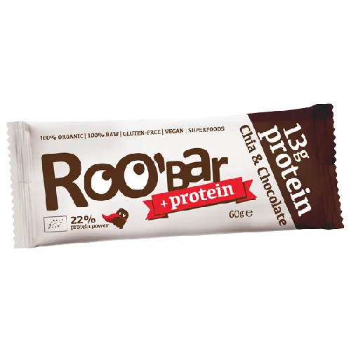 Baton Proteic cu Chia si Ciocolata Raw Bio 60gr (13g Proteine)