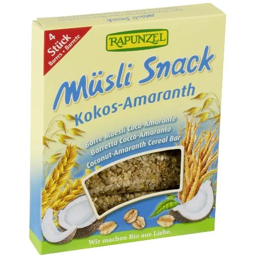 Musli Snack cocos si amarant, 116g, Rapunzel