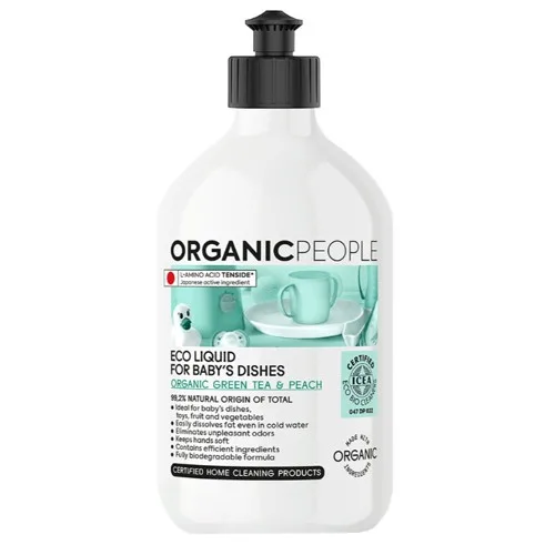 Detergent ecologic vase copii Ceai Verde si Piersici 500 ml Organic People