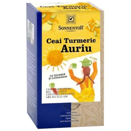 Ceai Turmenic Auriu cu Ghimbir si Cardamom, 18 plicuri, Sonnentor