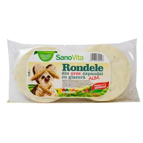 Rondele din Orez Expandat cu Glazura Alba Sanovita
