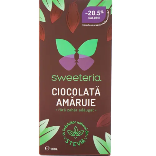 Tableta Ciocolata Amaruie 70% Indulcitor Stevia/Eritritol 100g Sweeteria