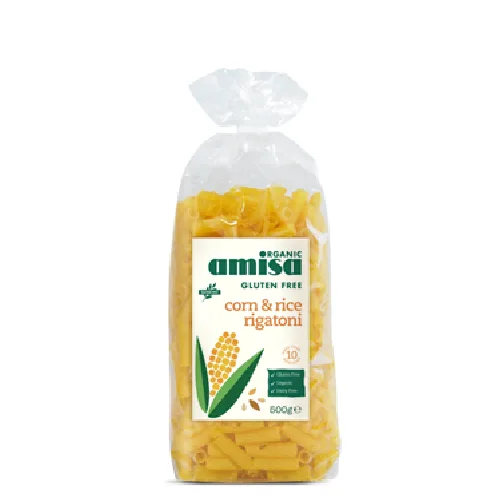 Paste Rigatoni din Orez si Porumb Fara Gluten Bio 500gr Amisa