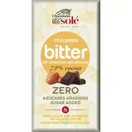 Ciocolata 72% Cacao si Migdale fara Zahar 100g Pronat