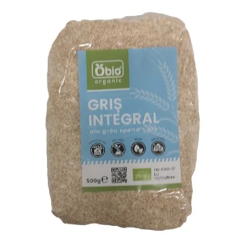 Gris Integral din Grau Spelta, Bio, 500gr, Obio