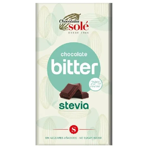 Ciocolata neagra cu stevie, 72% cacao, 100g, Chocolates Sole