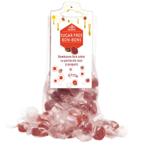 Bomboane Portocale Rosii Fara Zahar 100g, Apidava