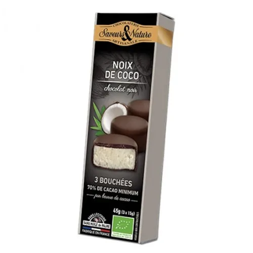 SaveursEtNature Bio Cocos Glazurat Ciocolata Neagra 45G, Maroza